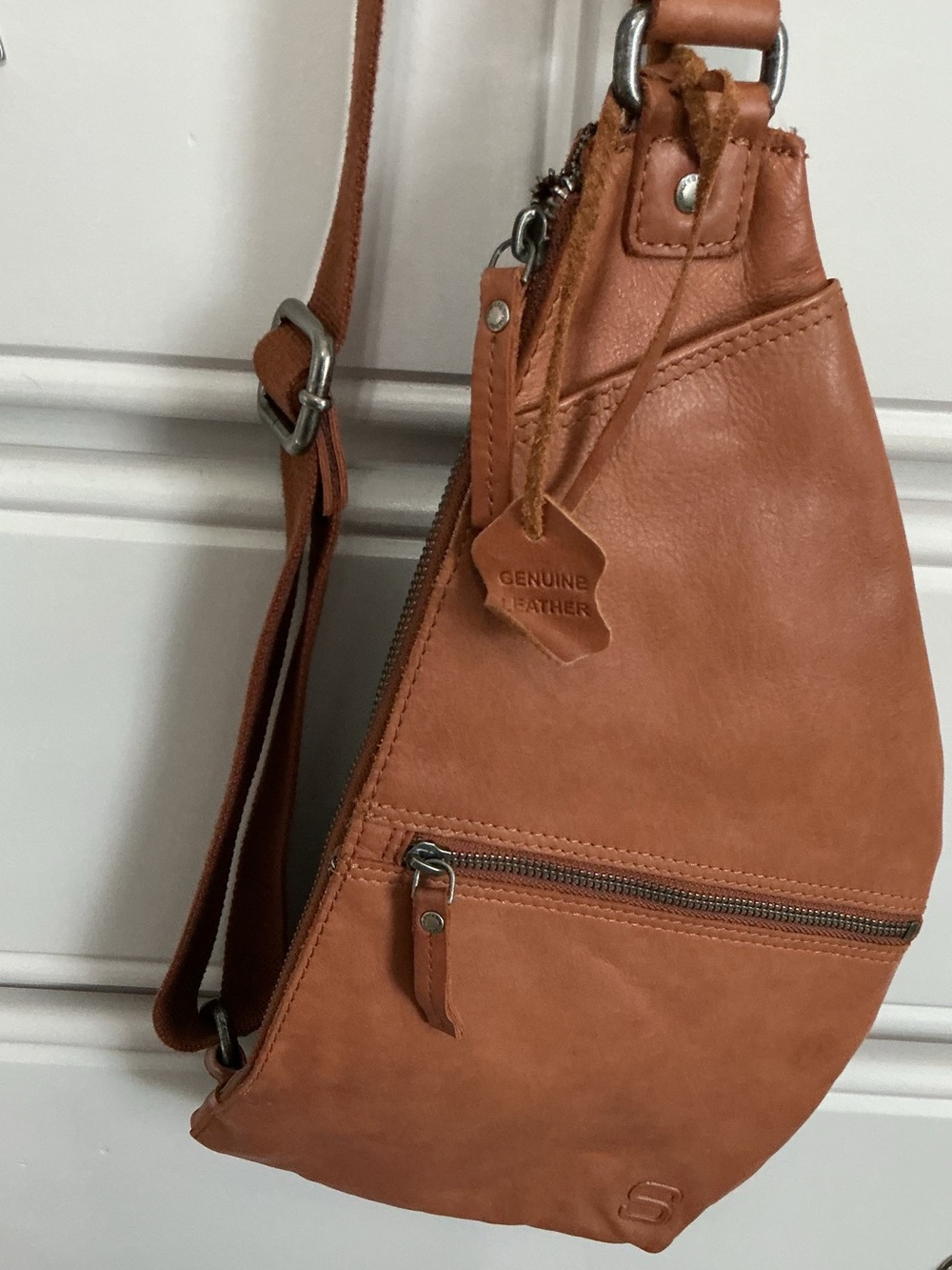 EUC SPIKES & SPARROW Brandy Cognac Leather Sling Bag